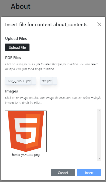 Insert File Modal